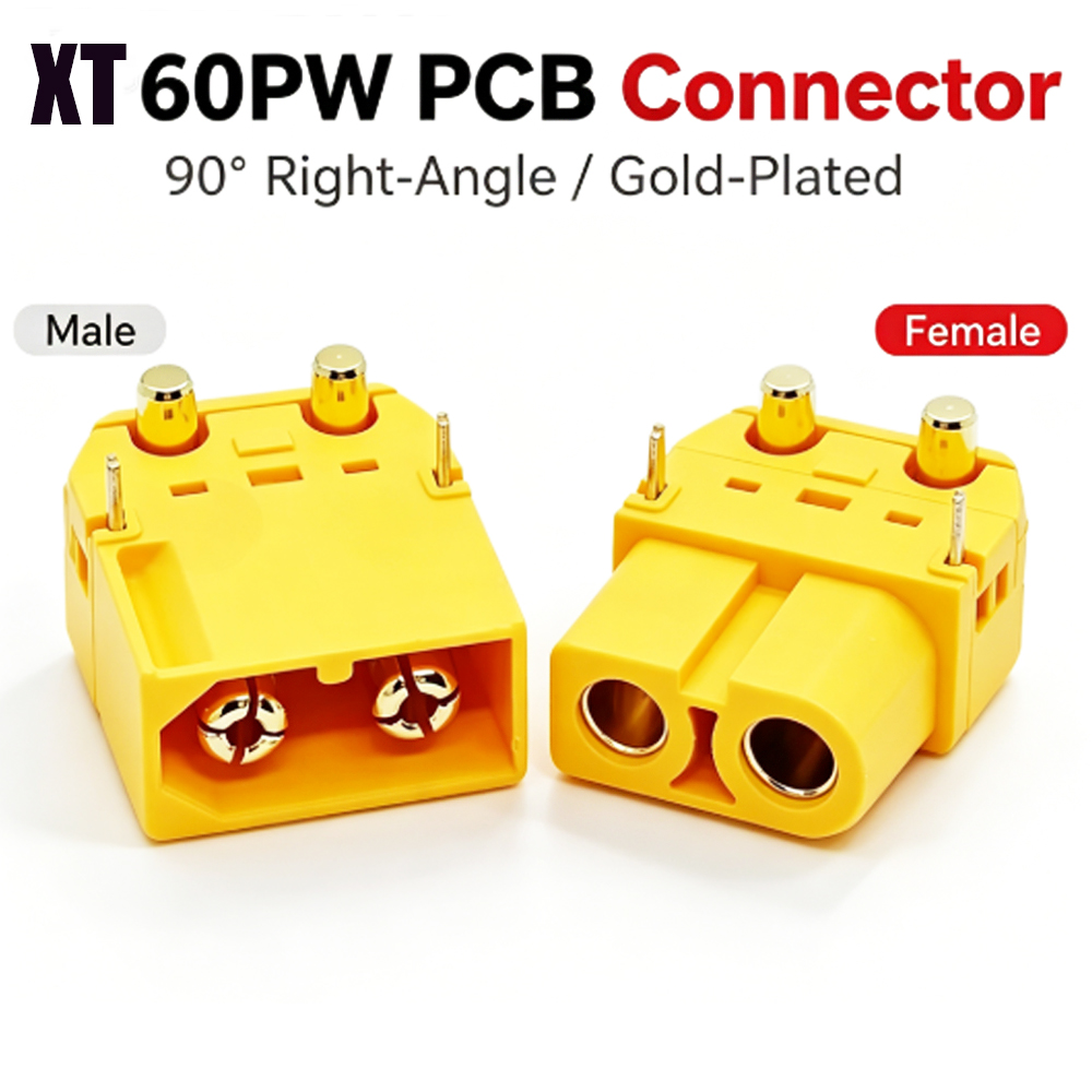 Drone Battery Connector - Amass XT60PW PCBマウントコネクタ 90 ° RCドローンバッテリーパワーアダプター用金メッキオス・メスプラグ
