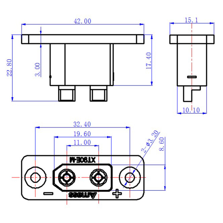 Drone Battery Connector - 30PCSAmass ブラック XT90E-M パネルマウントコネクタバッテリープラグ金メッキオス XT90E コネクタ