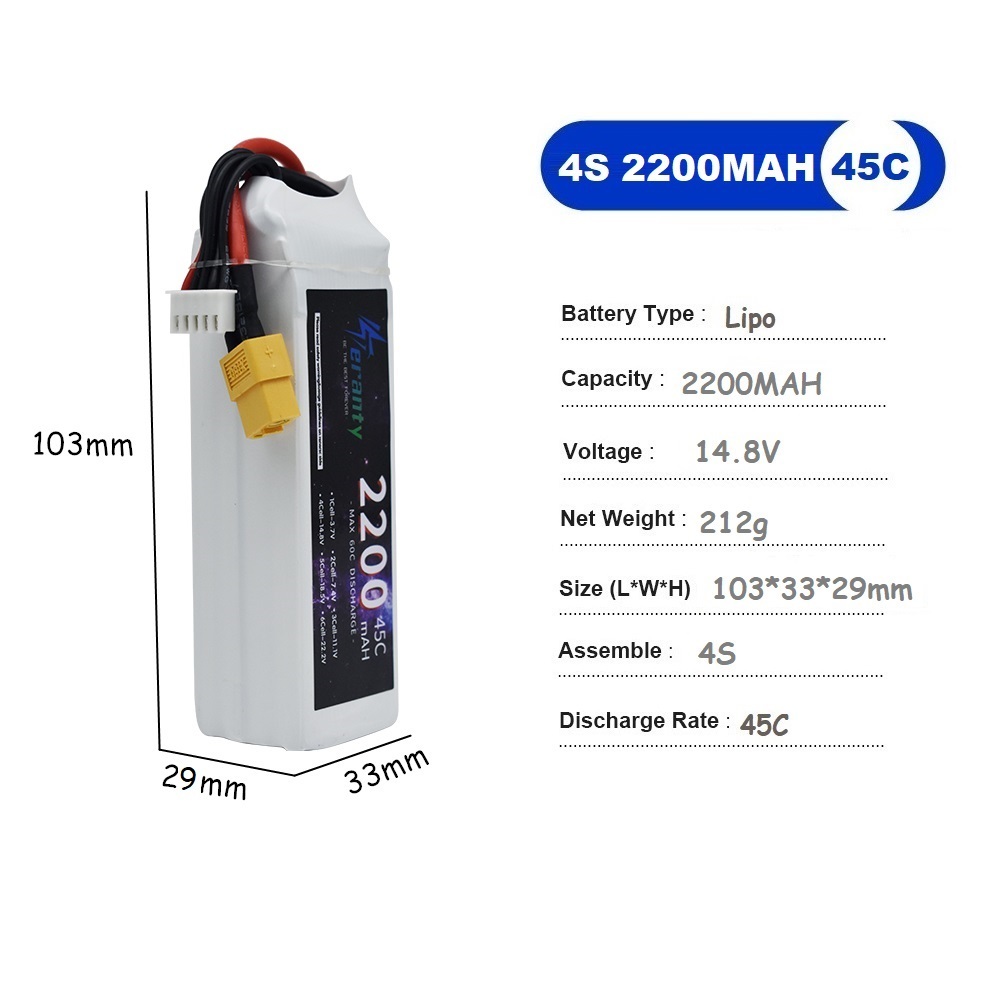 4S リポバッテリー 14.8V 1500mah 1800m - Drone Battery Li-Ion のレビューと価格