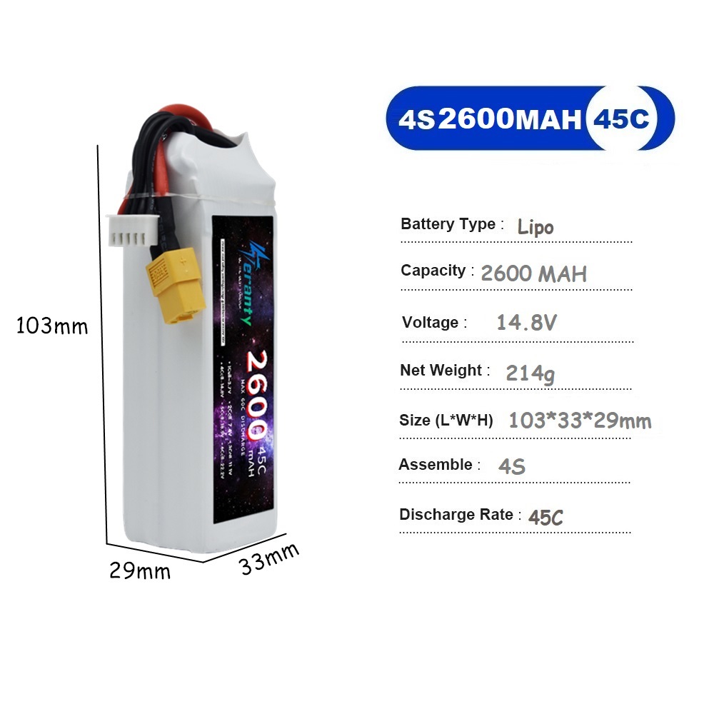 4S リポバッテリー 14.8V 1500mah 1800m - Drone Battery Li-Ion のレビューと価格